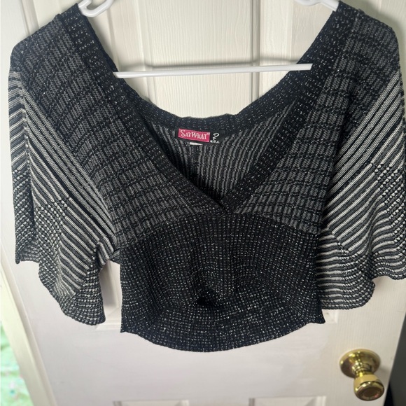2000’s sparkle Striped Knit Top -Say what ? - Picture 2 of 3